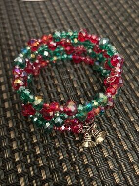 Memory Wire Red & Green Bracelet